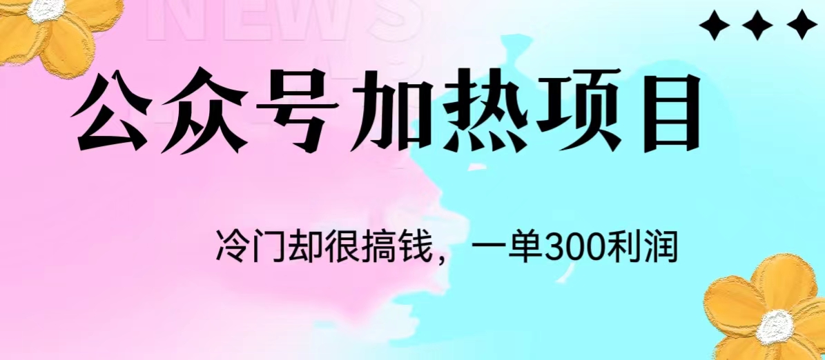冷门公众号加热项目，每天1-2小时，一单100-300+好迷你资源网-免费知识付费资源项目下载实战训练营好迷你资源网